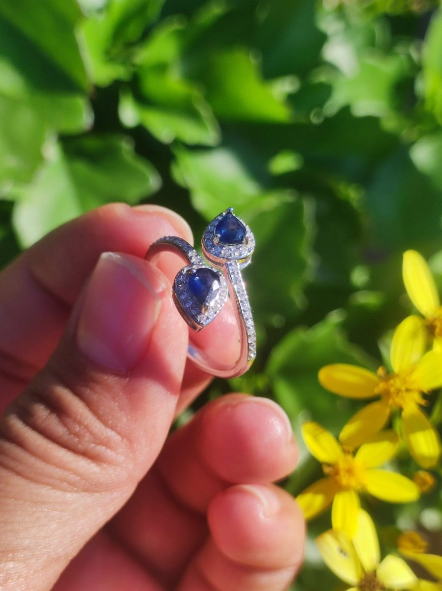 Saphir - Ring 925 Silber Größe verstellbar Edelstein Heilstein Edel Energie Kraft Schmuck Hochwertig blau Verlobung Geschenk Frau Geburtstag - Art of Nature Berlin