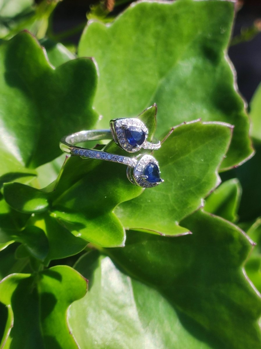 Saphir - Ring 925 Silber Größe verstellbar Edelstein Heilstein Edel Energie Kraft Schmuck Hochwertig blau Verlobung Geschenk Frau Geburtstag - Art of Nature Berlin