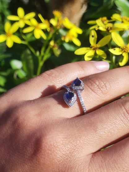 Saphir - Ring 925 Silber Größe verstellbar Edelstein Heilstein Edel Energie Kraft Schmuck Hochwertig blau Verlobung Geschenk Frau Geburtstag - Art of Nature Berlin