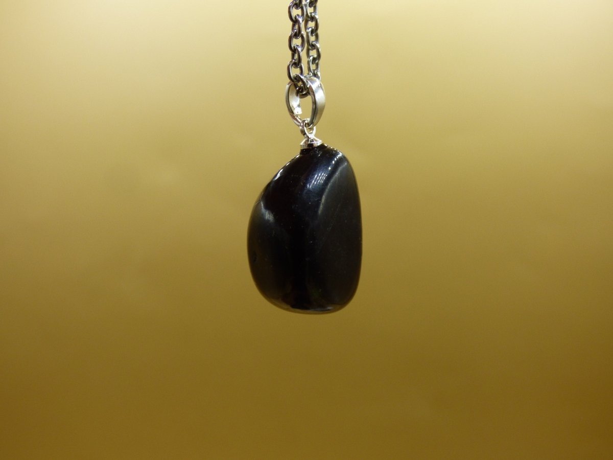 Schungit Shungite + 925 Sterling Silber Öse ~ Edelstein Kette GOA Boho Hippie Ethno Natur Schutzsymbol Kraft Heilstein Echte Steine - Art of Nature Berlin