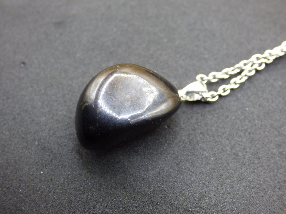 Schungit Shungite + 925 Sterling Silber Öse ~ Edelstein Kette GOA Boho Hippie Ethno Natur Schutzsymbol Kraft Heilstein Echte Steine - Art of Nature Berlin