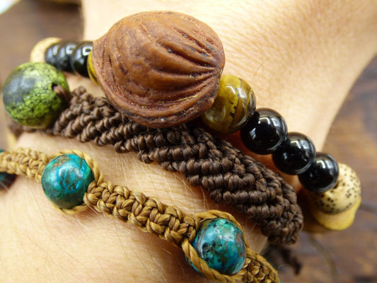 schwarzer Turmalin & Bodhi Tibet Holzperlen (3 Designs) ~ Edelstein Armband ~GOA ~ Hippie ~Boho ~Ethno ~Indie ~Nature ~Heilstein - Art of Nature Berlin