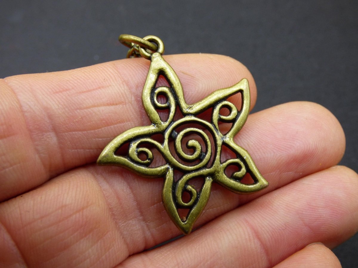 Seestern Mandala - Kette Antik Bronze Geschenk Freundin Er Sie Mann Frau Freundin Tochter Sohn Bruder Schwester Glück HIPPI Vintage Anhänger - Art of Nature Berlin