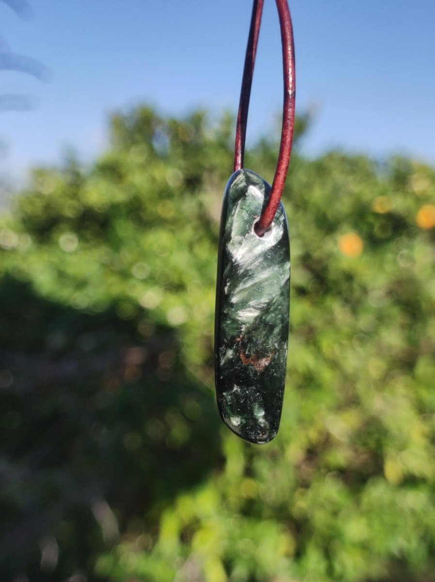 Seraphinit Serafinit AAA lang Spitze Edelstein Kette Natur Heilstein Mann Frau Glück Schutz HIPPIE Boho Tibet Ethno Rarität Geschenk Er Sie - Art of Nature Berlin