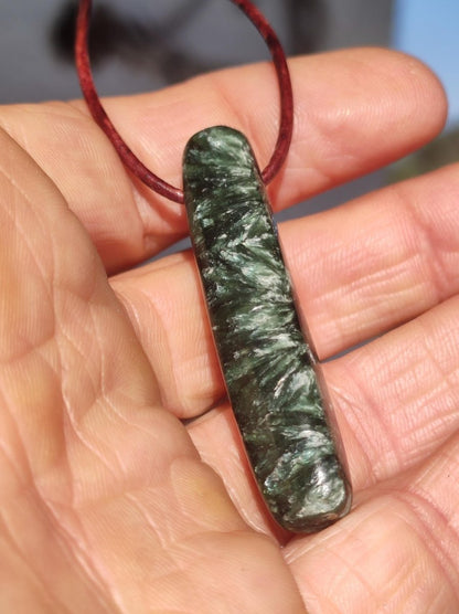 Seraphinit Serafinit AAA lang Spitze Edelstein Kette Natur Heilstein Mann Frau Glück Schutz HIPPIE Boho Tibet Ethno Rarität Geschenk Er Sie - Art of Nature Berlin