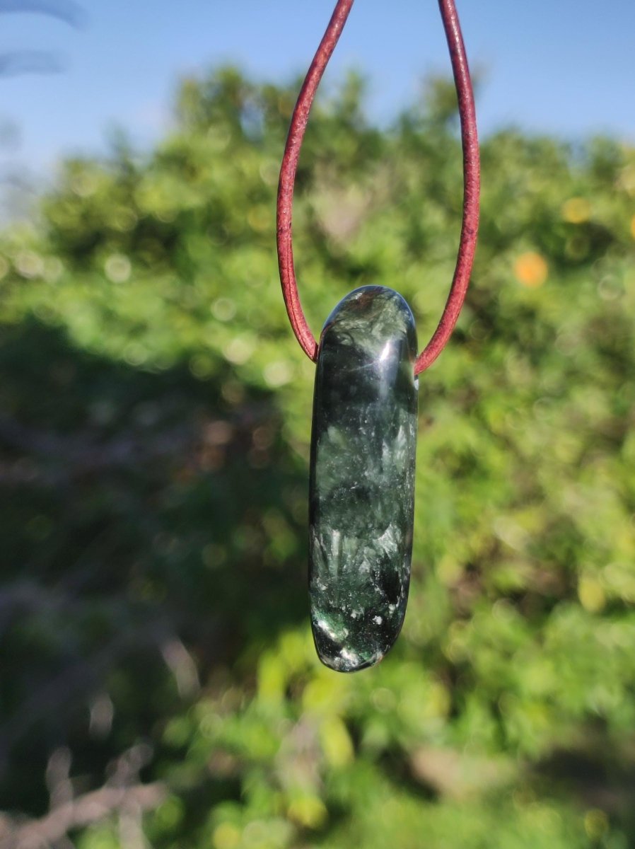 Seraphinit Serafinit AAA lang Spitze Edelstein Kette Natur Heilstein Mann Frau Glück Schutz HIPPIE Boho Tibet Ethno Rarität Geschenk Er Sie - Art of Nature Berlin