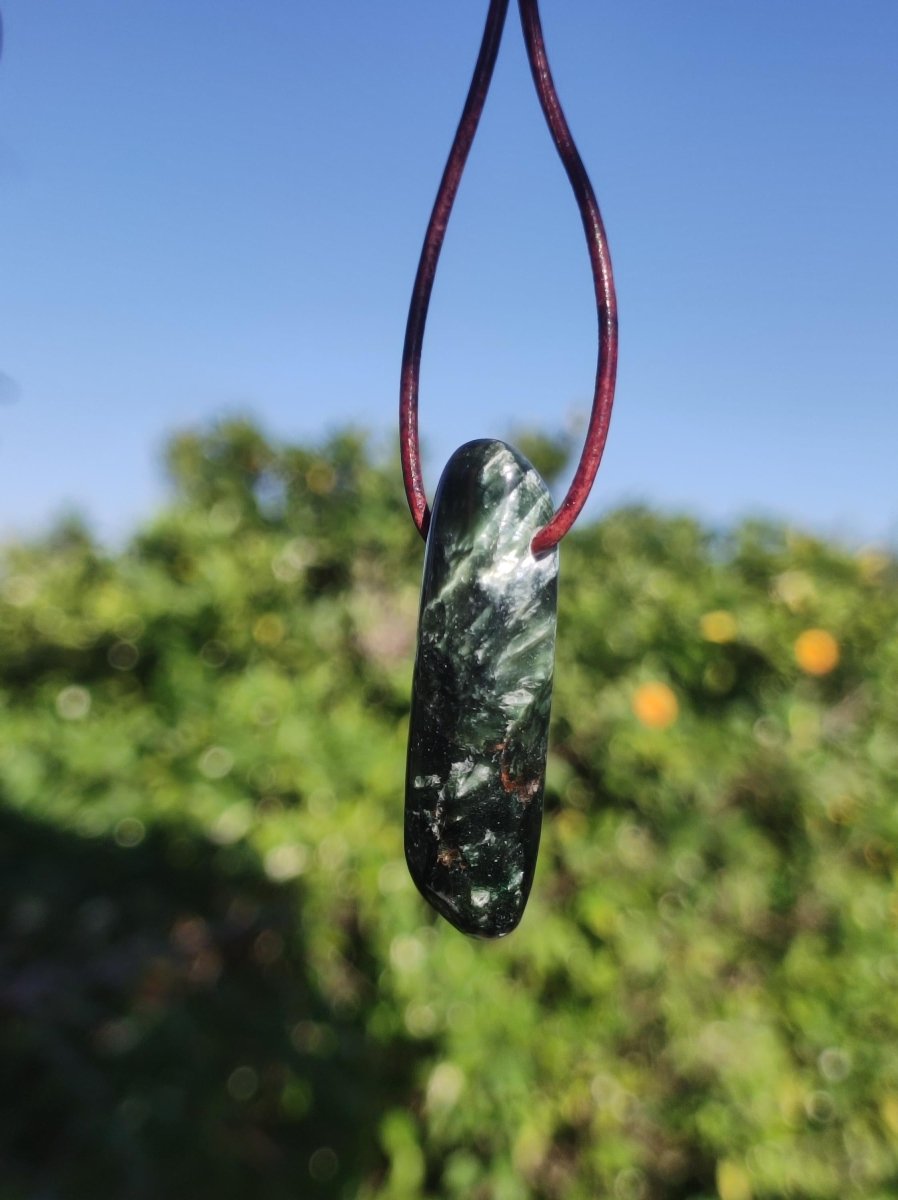 Seraphinit Serafinit AAA lang Spitze Edelstein Kette Natur Heilstein Mann Frau Glück Schutz HIPPIE Boho Tibet Ethno Rarität Geschenk Er Sie - Art of Nature Berlin