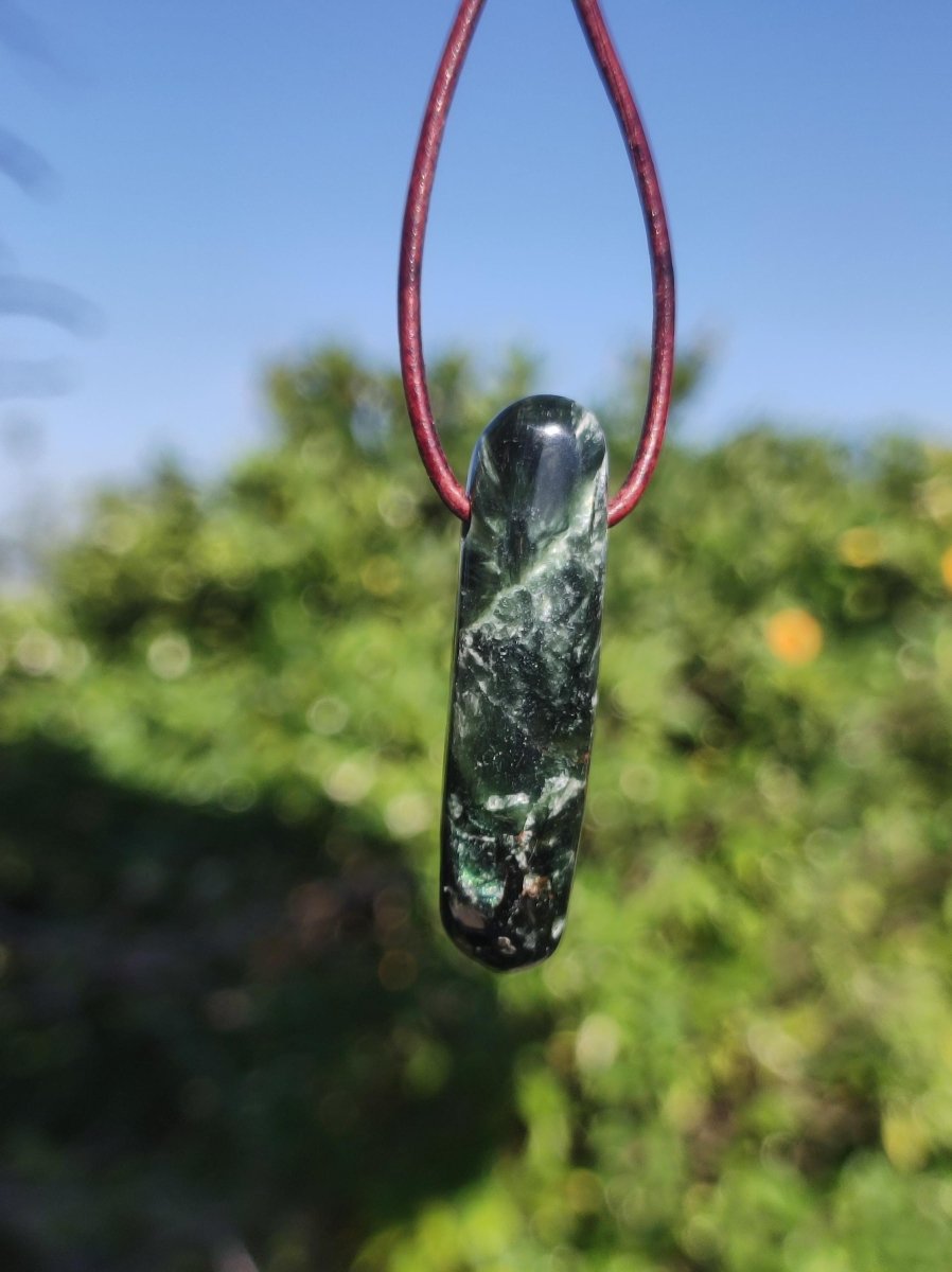 Seraphinit Serafinit AAA lang Spitze Edelstein Kette Natur Heilstein Mann Frau Glück Schutz HIPPIE Boho Tibet Ethno Rarität Geschenk Er Sie - Art of Nature Berlin