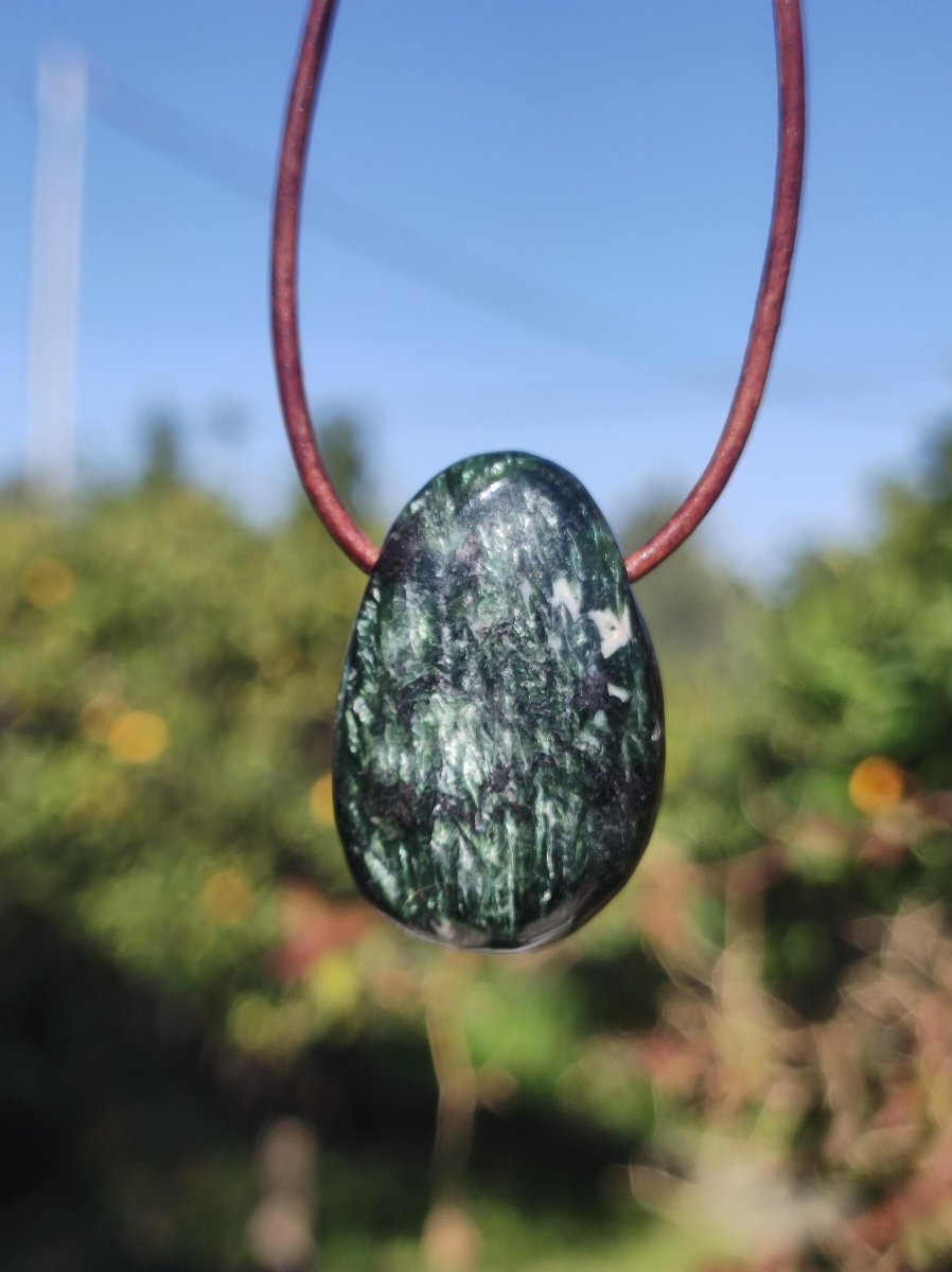 Seraphinit / Serafinit / Klinochlor ~ Edelstein Kette ~HIPPIE ~GOA ~Boho ~Ethno ~Nature ~Heilstein ~Rarität - Art of Nature Berlin