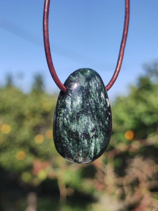 Seraphinit / Serafinit / Klinochlor ~ Edelstein Kette ~HIPPIE ~GOA ~Boho ~Ethno ~Nature ~Heilstein ~Rarität - Art of Nature Berlin