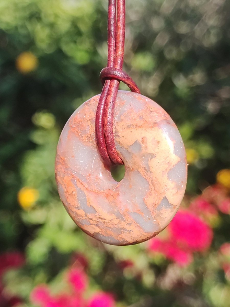 Serpentin ~ 30mm Donut ~ Edelstein Kette ~HIPPIE ~GOA ~Boho ~Tibet ~Ethno ~Nature ~Donut ~Schutzsymbol ~Heilstein - Art of Nature Berlin