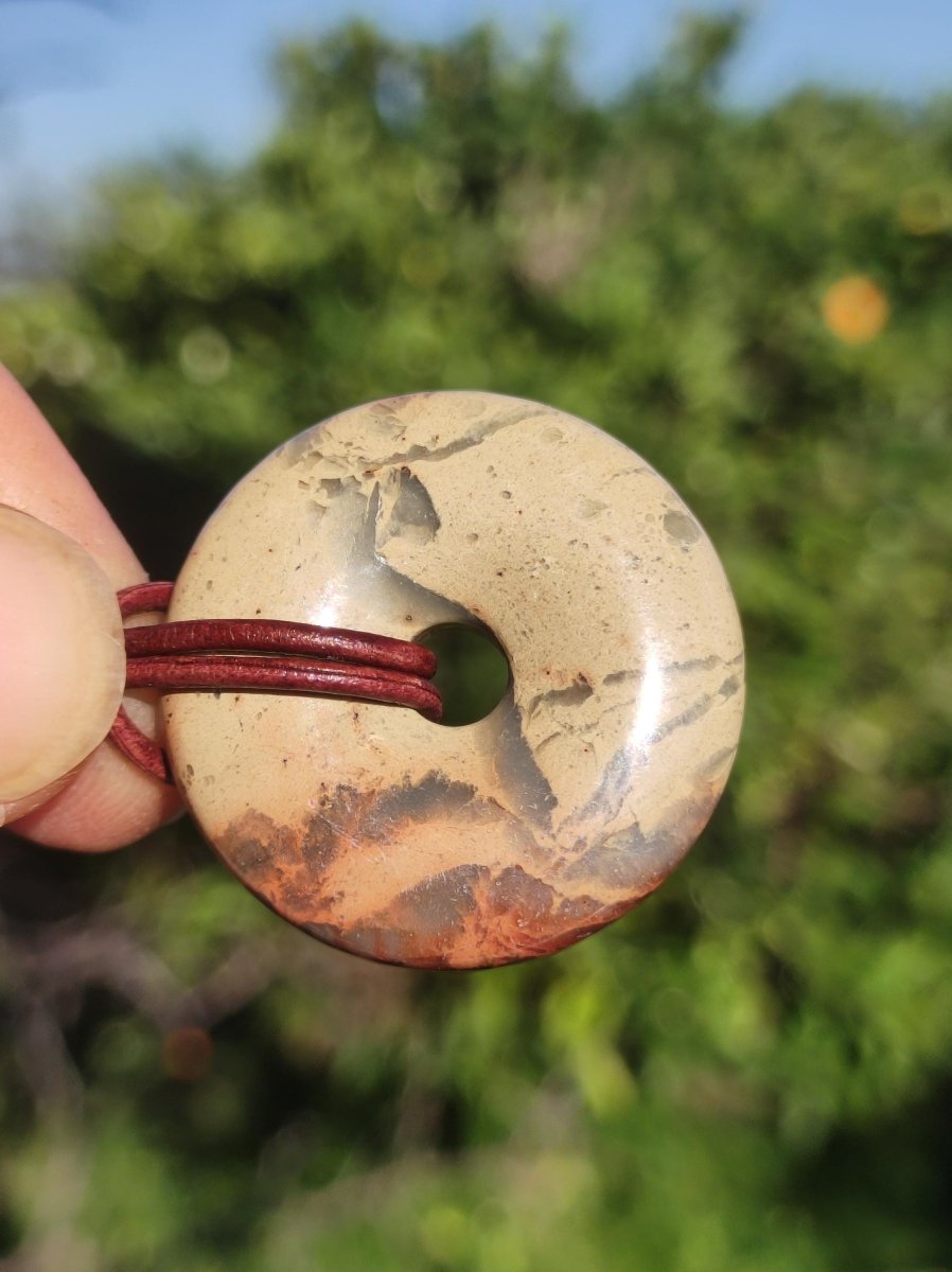 Serpentin ~ 30mm Donut ~ Edelstein Kette ~HIPPIE ~GOA ~Boho ~Tibet ~Ethno ~Nature ~Donut ~Schutzsymbol ~Heilstein - Art of Nature Berlin