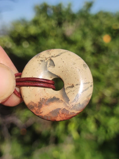 Serpentin ~ 30mm Donut ~ Edelstein Kette ~HIPPIE ~GOA ~Boho ~Tibet ~Ethno ~Nature ~Donut ~Schutzsymbol ~Heilstein - Art of Nature Berlin