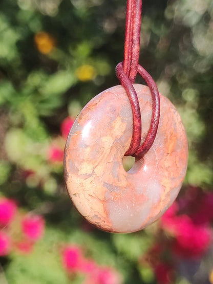 Serpentin ~ 30mm Donut ~ Edelstein Kette ~HIPPIE ~GOA ~Boho ~Tibet ~Ethno ~Nature ~Donut ~Schutzsymbol ~Heilstein - Art of Nature Berlin