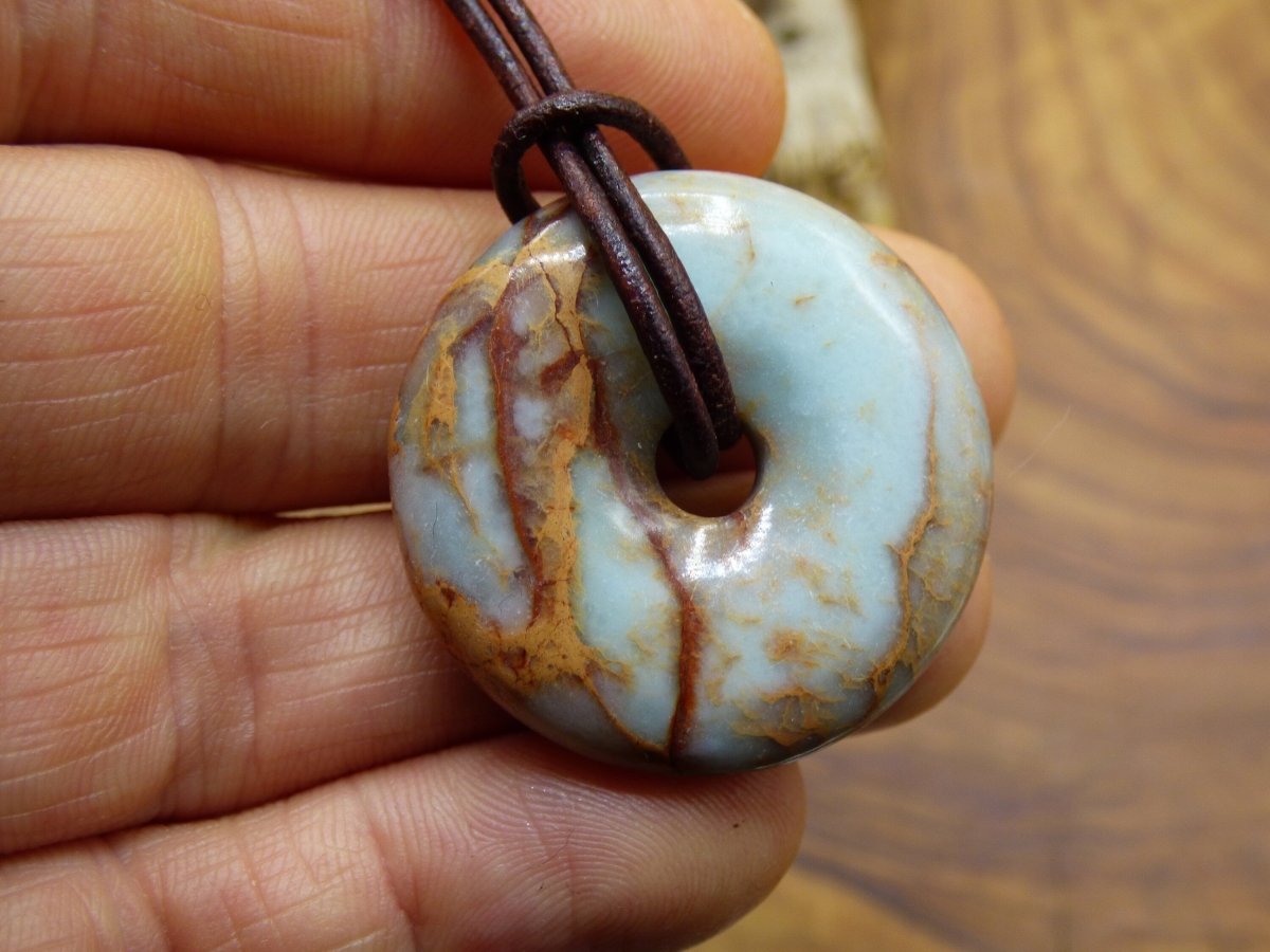 Serpentin ~ 30mm Donut ~ Edelstein Kette ~HIPPIE ~GOA ~Boho ~Tibet ~Ethno ~Nature ~Donut ~Schutzsymbol ~Heilstein - Art of Nature Berlin