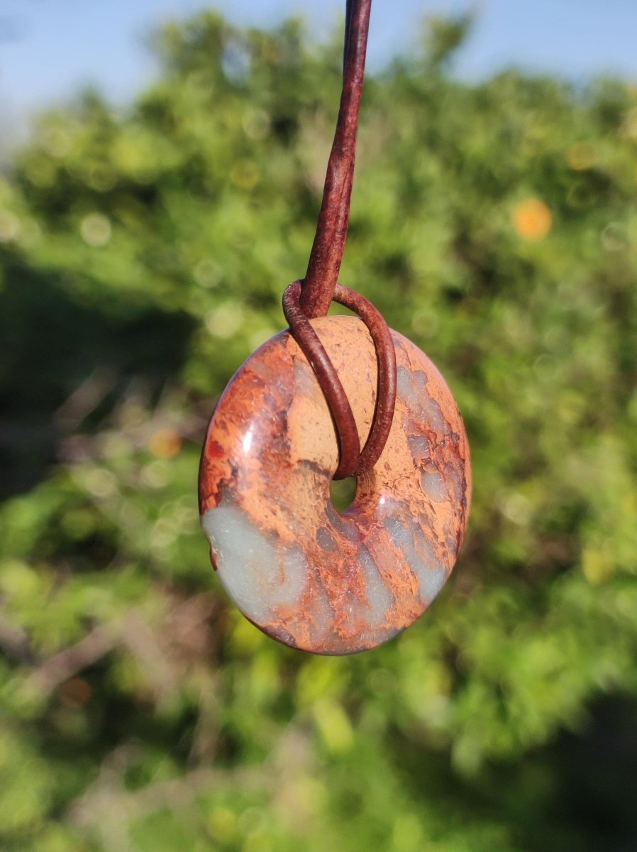 Serpentin ~ 30mm Donut ~ Edelstein Kette ~HIPPIE ~GOA ~Boho ~Tibet ~Ethno ~Nature ~Donut ~Schutzsymbol ~Heilstein - Art of Nature Berlin