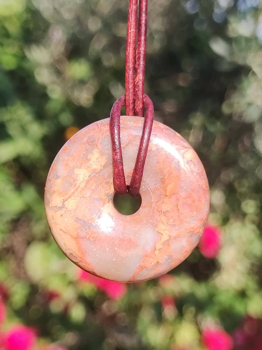 Serpentin ~ 30mm Donut ~ Edelstein Kette ~HIPPIE ~GOA ~Boho ~Tibet ~Ethno ~Nature ~Donut ~Schutzsymbol ~Heilstein - Art of Nature Berlin