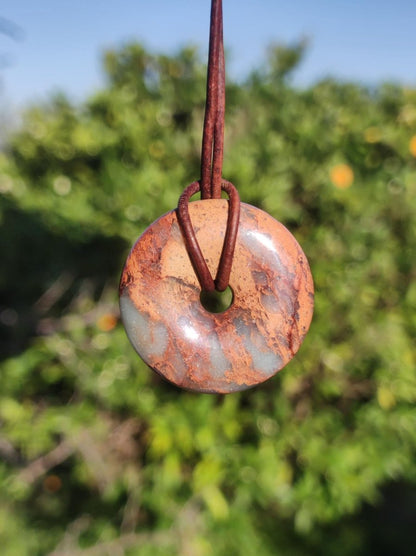 Serpentin ~ 30mm Donut ~ Edelstein Kette ~HIPPIE ~GOA ~Boho ~Tibet ~Ethno ~Nature ~Donut ~Schutzsymbol ~Heilstein - Art of Nature Berlin