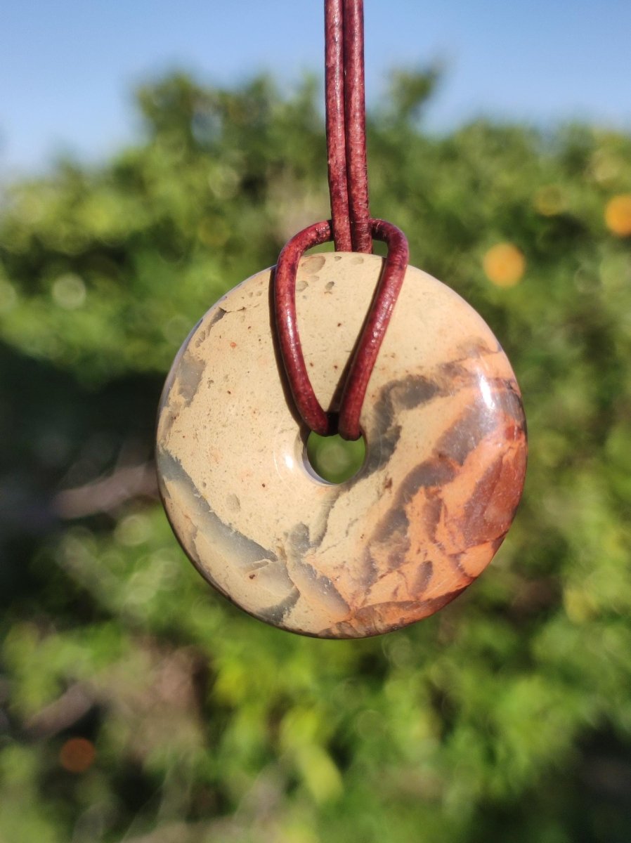 Serpentin ~ 30mm Donut ~ Edelstein Kette ~HIPPIE ~GOA ~Boho ~Tibet ~Ethno ~Nature ~Donut ~Schutzsymbol ~Heilstein - Art of Nature Berlin