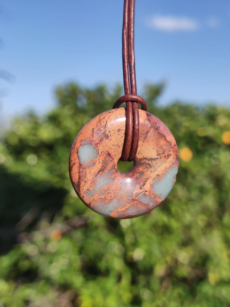 Serpentin ~ 30mm Donut ~ Edelstein Kette ~HIPPIE ~GOA ~Boho ~Tibet ~Ethno ~Nature ~Donut ~Schutzsymbol ~Heilstein - Art of Nature Berlin