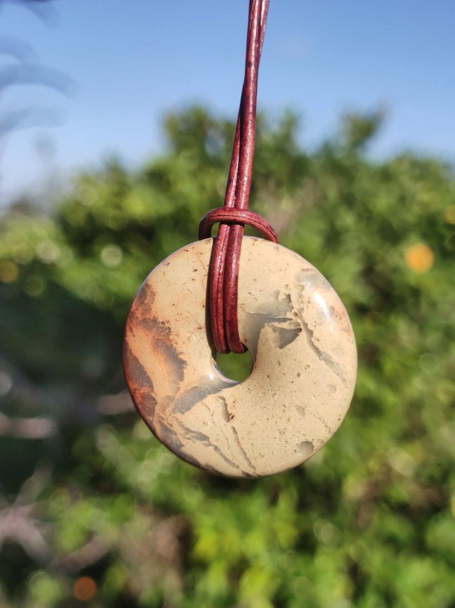 Serpentin ~ 30mm Donut ~ Edelstein Kette ~HIPPIE ~GOA ~Boho ~Tibet ~Ethno ~Nature ~Donut ~Schutzsymbol ~Heilstein - Art of Nature Berlin