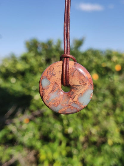 Serpentin ~ 30mm Donut ~ Edelstein Kette ~HIPPIE ~GOA ~Boho ~Tibet ~Ethno ~Nature ~Donut ~Schutzsymbol ~Heilstein - Art of Nature Berlin