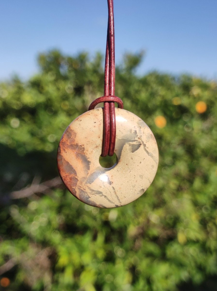 Serpentin ~ 30mm Donut ~ Edelstein Kette ~HIPPIE ~GOA ~Boho ~Tibet ~Ethno ~Nature ~Donut ~Schutzsymbol ~Heilstein - Art of Nature Berlin