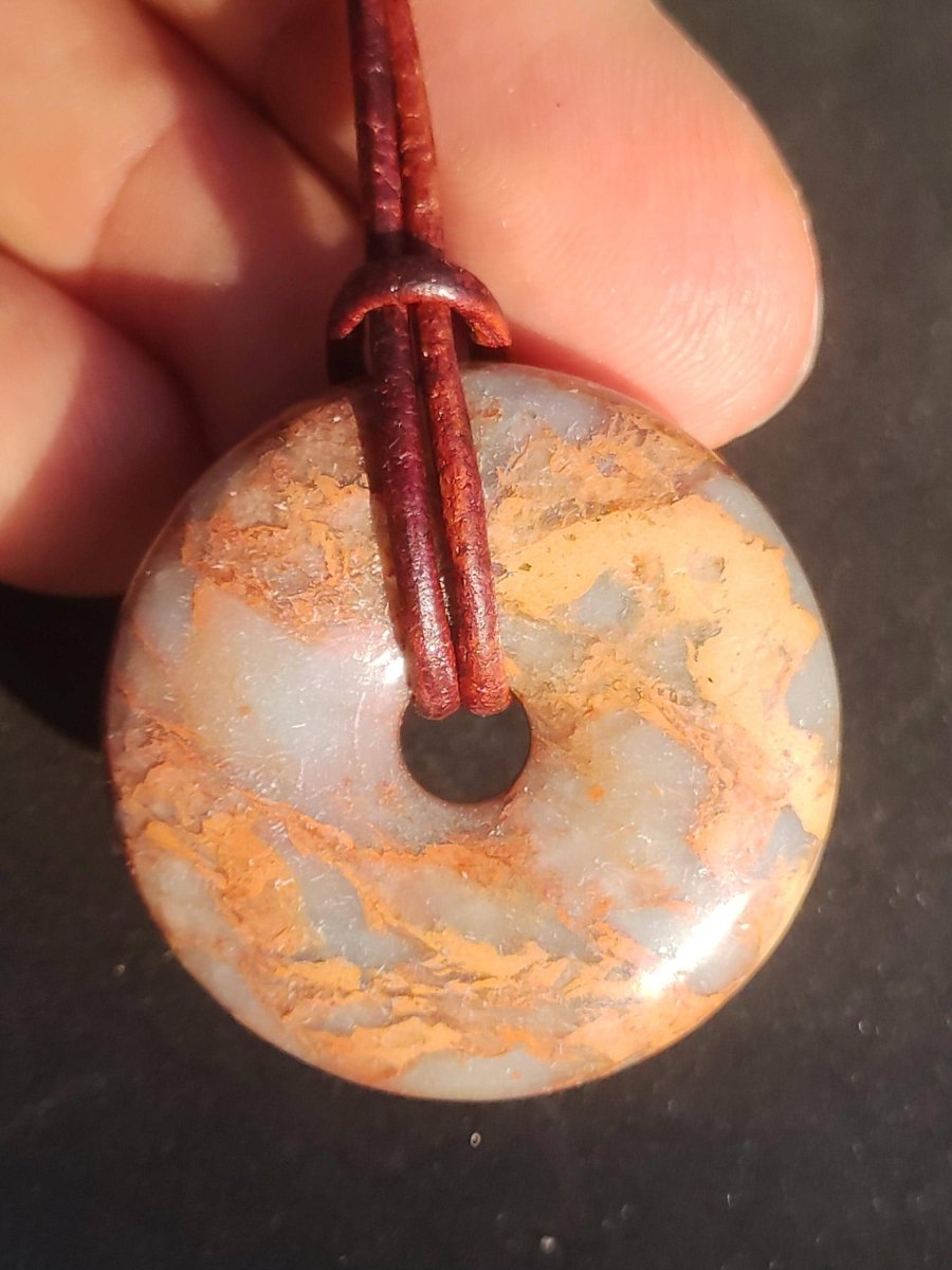 Serpentin ~ 30mm Donut ~ Edelstein Kette ~HIPPIE ~GOA ~Boho ~Tibet ~Ethno ~Nature ~Donut ~Schutzsymbol ~Heilstein - Art of Nature Berlin