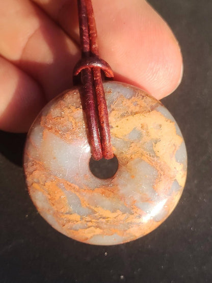 Serpentin ~ 30mm Donut ~ Edelstein Kette ~HIPPIE ~GOA ~Boho ~Tibet ~Ethno ~Nature ~Donut ~Schutzsymbol ~Heilstein - Art of Nature Berlin