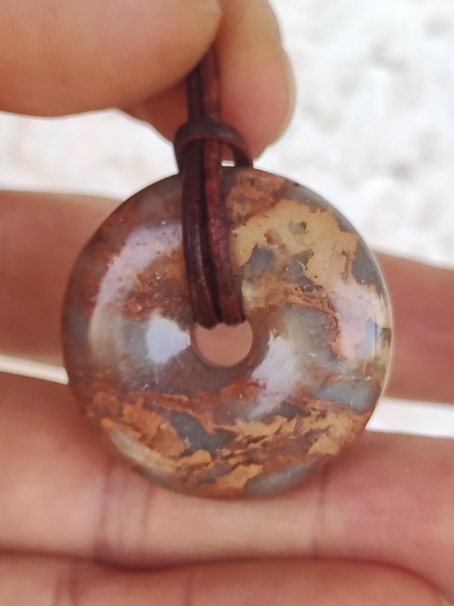 Serpentin ~ 30mm Donut ~ Edelstein Kette ~HIPPIE ~GOA ~Boho ~Tibet ~Ethno ~Nature ~Donut ~Schutzsymbol ~Heilstein - Art of Nature Berlin