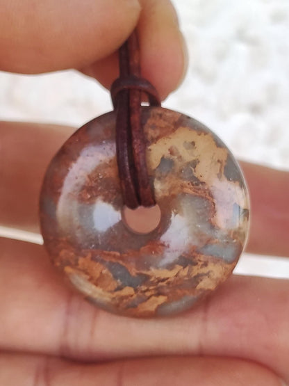 Serpentin ~ 30mm Donut ~ Edelstein Kette ~HIPPIE ~GOA ~Boho ~Tibet ~Ethno ~Nature ~Donut ~Schutzsymbol ~Heilstein - Art of Nature Berlin