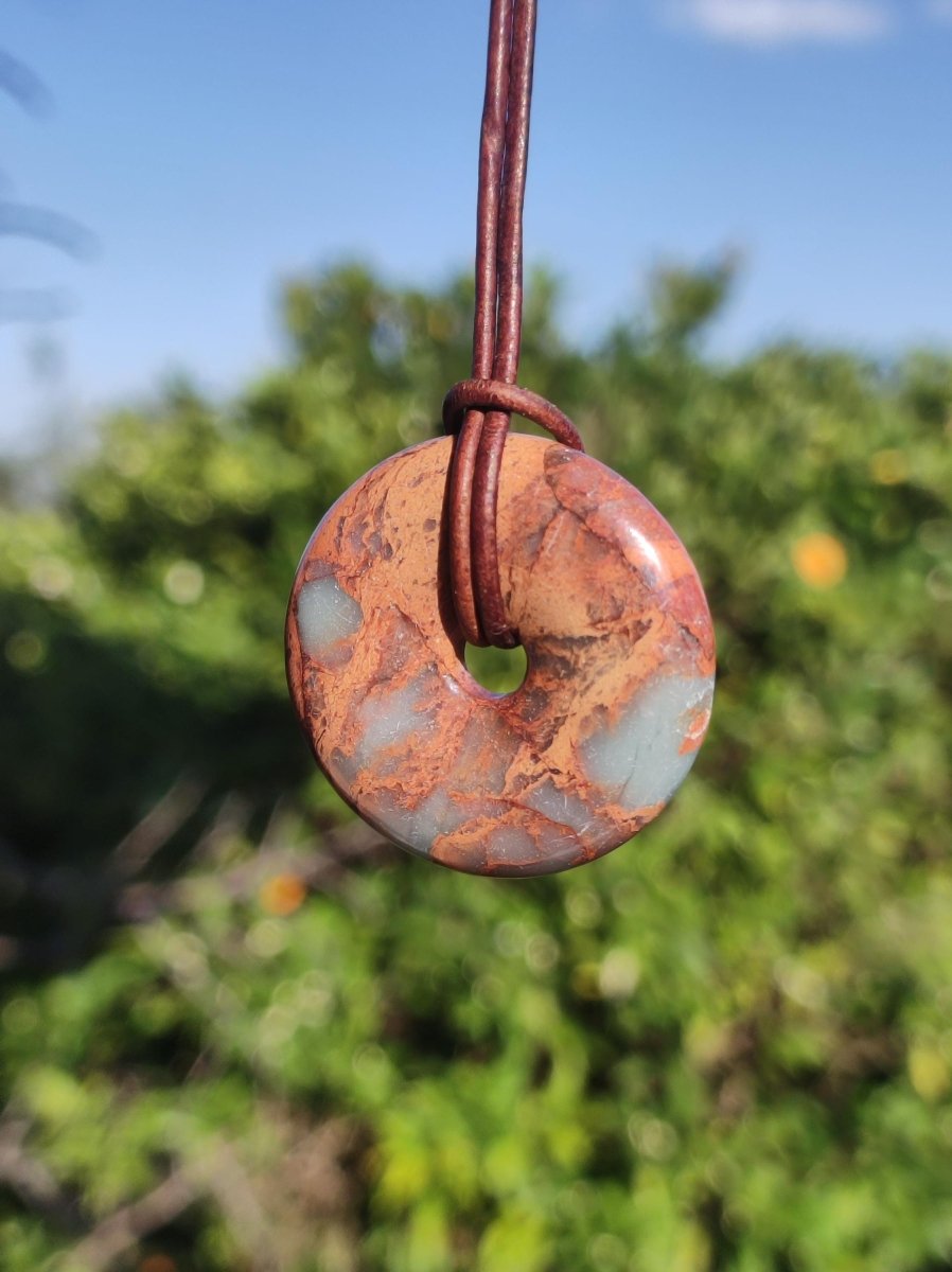 Serpentin ~ 30mm Donut ~ Edelstein Kette ~HIPPIE ~GOA ~Boho ~Tibet ~Ethno ~Nature ~Donut ~Schutzsymbol ~Heilstein - Art of Nature Berlin