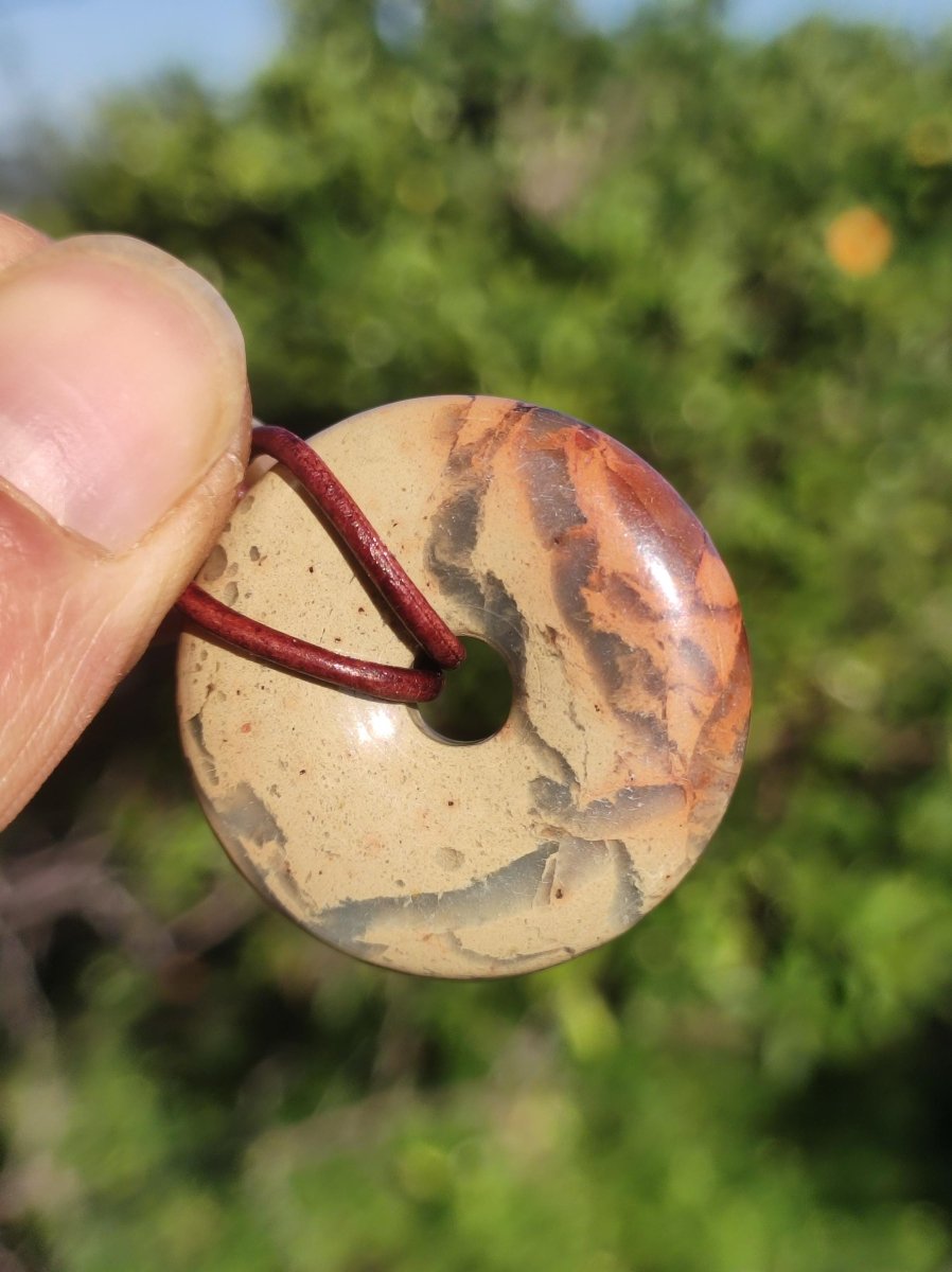 Serpentin ~ 30mm Donut ~ Edelstein Kette ~HIPPIE ~GOA ~Boho ~Tibet ~Ethno ~Nature ~Donut ~Schutzsymbol ~Heilstein - Art of Nature Berlin