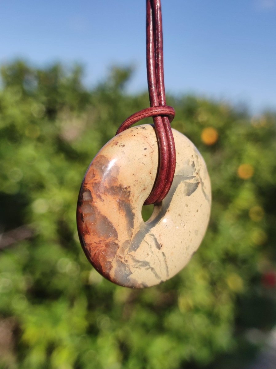 Serpentin ~ 30mm Donut ~ Edelstein Kette ~HIPPIE ~GOA ~Boho ~Tibet ~Ethno ~Nature ~Donut ~Schutzsymbol ~Heilstein - Art of Nature Berlin