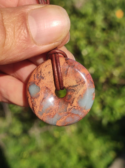 Serpentin ~ 30mm Donut ~ Edelstein Kette ~HIPPIE ~GOA ~Boho ~Tibet ~Ethno ~Nature ~Donut ~Schutzsymbol ~Heilstein - Art of Nature Berlin