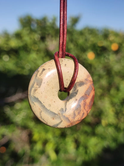 Serpentin ~ 30mm Donut ~ Edelstein Kette ~HIPPIE ~GOA ~Boho ~Tibet ~Ethno ~Nature ~Donut ~Schutzsymbol ~Heilstein - Art of Nature Berlin