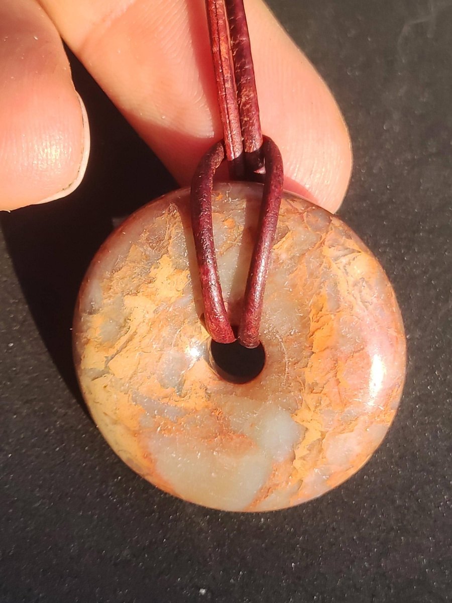 Serpentin ~ 30mm Donut ~ Edelstein Kette ~HIPPIE ~GOA ~Boho ~Tibet ~Ethno ~Nature ~Donut ~Schutzsymbol ~Heilstein - Art of Nature Berlin