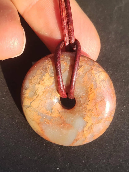 Serpentin ~ 30mm Donut ~ Edelstein Kette ~HIPPIE ~GOA ~Boho ~Tibet ~Ethno ~Nature ~Donut ~Schutzsymbol ~Heilstein - Art of Nature Berlin