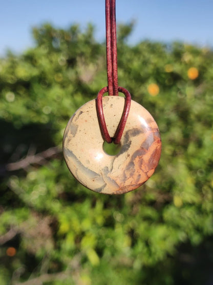 Serpentin ~ 30mm Donut ~ Edelstein Kette ~HIPPIE ~GOA ~Boho ~Tibet ~Ethno ~Nature ~Donut ~Schutzsymbol ~Heilstein - Art of Nature Berlin