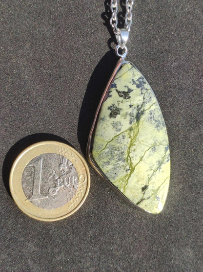 Serpentin - 925 Silber Edelstein Kette grün Natur Heilstein Rarität Mann Frau Geschenk Er Sie Freundin Mann Frau Energie Kraft Ruhe Glück - Art of Nature Berlin