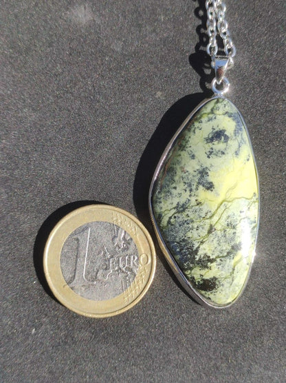 Serpentin - 925 Silber Edelstein Kette grün Natur Heilstein Rarität Mann Frau Geschenk Er Sie Freundin Mann Frau Energie Kraft Ruhe Glück - Art of Nature Berlin