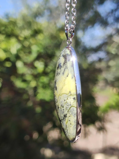 Serpentin - 925 Silber Edelstein Kette grün Natur Heilstein Rarität Mann Frau Geschenk Er Sie Freundin Mann Frau Energie Kraft Ruhe Glück - Art of Nature Berlin