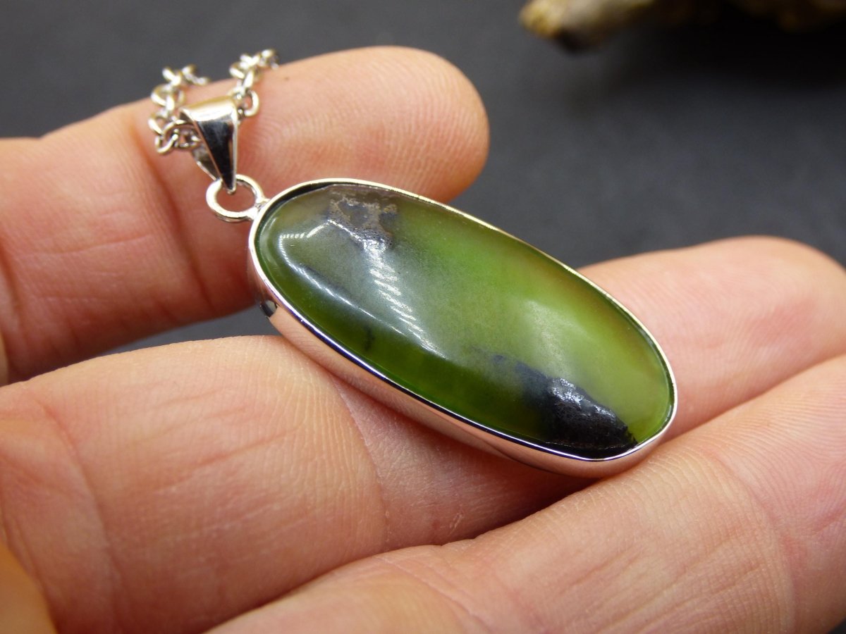 Serpentin A - 925 Silber Edelstein Kette grün Natur Heilstein Kristall Rarität Anhänger Mann Frau Er Sie Geschenk Selten Edel transparent - Art of Nature Berlin