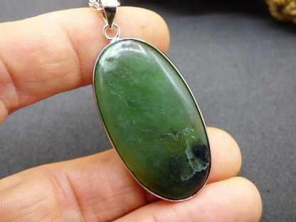 Serpentin A - 925 Silber Edelstein Kette grün Natur Heilstein Kristall Rarität Anhänger Mann Frau Er Sie Geschenk Selten Edel transparent - Art of Nature Berlin