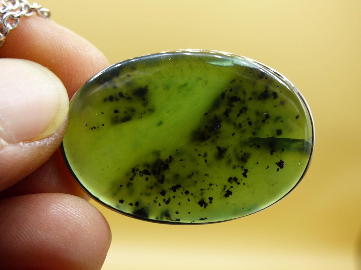 Serpentin A - 925 Silber Edelstein Kette grün Natur Heilstein Kristall Rarität Anhänger Mann Frau Er Sie Geschenk Selten Edel transparent - Art of Nature Berlin