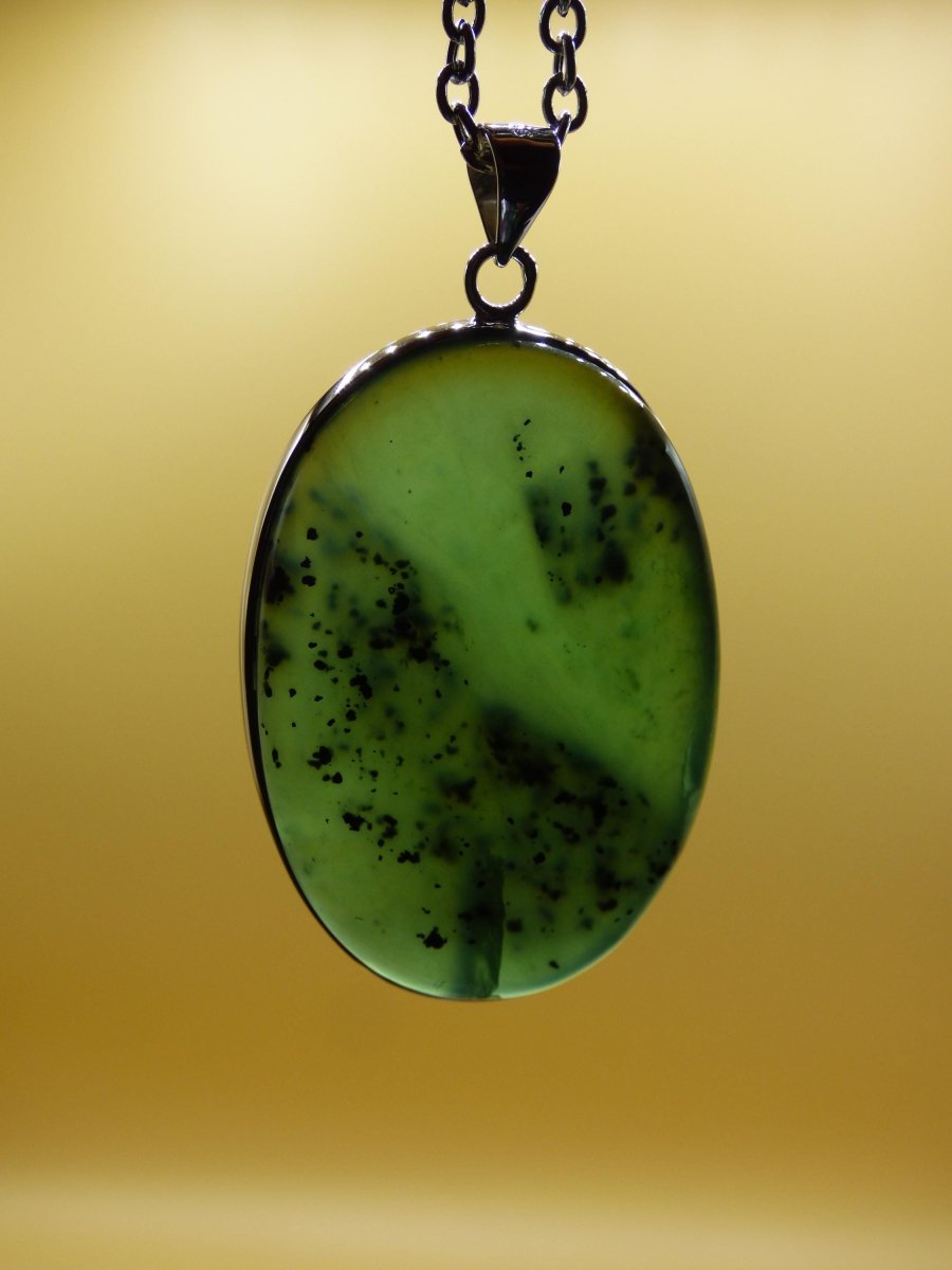 Serpentin A - 925 Silber Edelstein Kette grün Natur Heilstein Kristall Rarität Anhänger Mann Frau Er Sie Geschenk Selten Edel transparent - Art of Nature Berlin