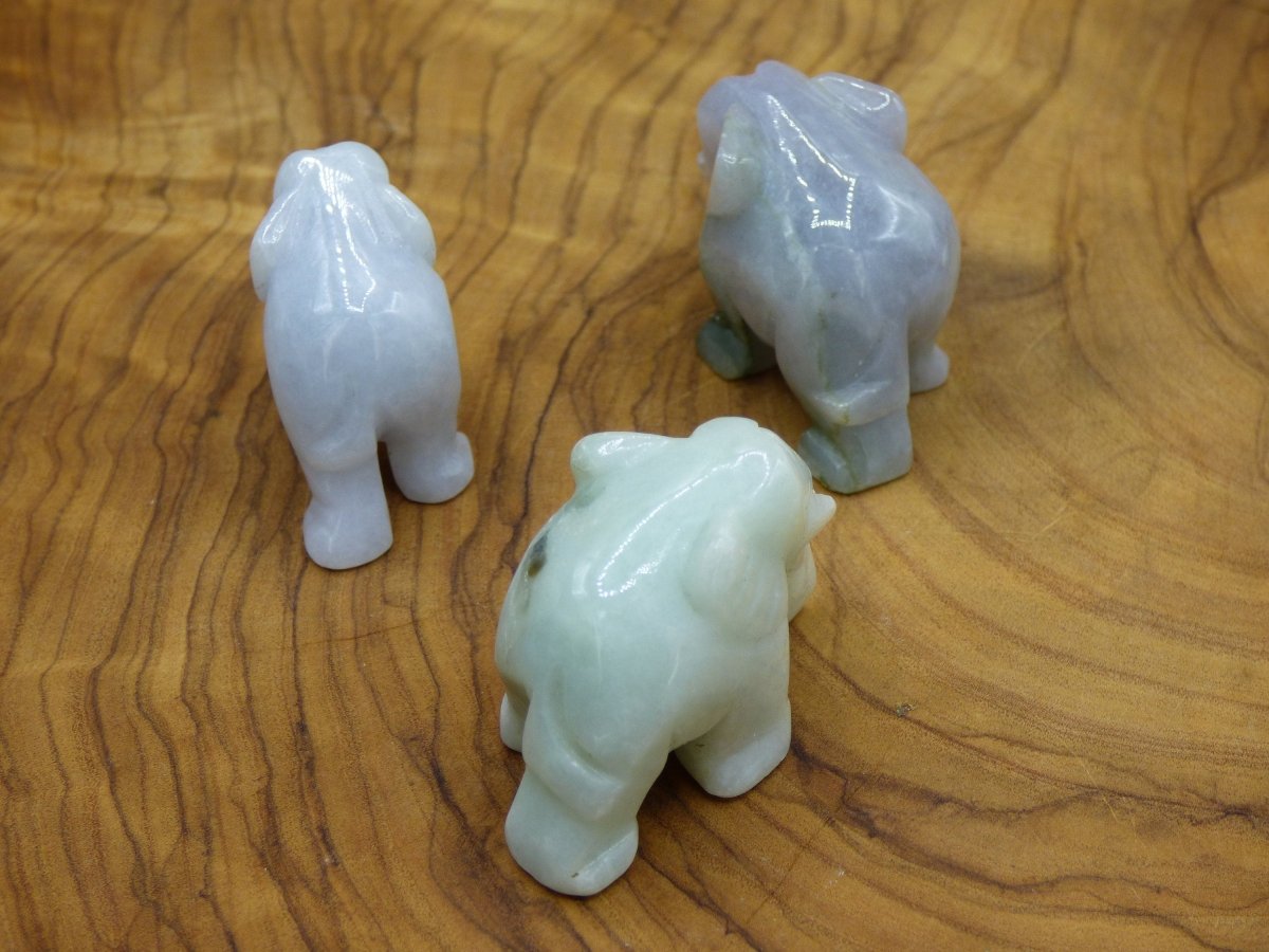 SET Elefanten ~ Jade (Burma) Figur ~ Magisch Edelstein & Deko Crystal Meditation HIPPIE GOA Boho Ethno Heilstein - Art of Nature Berlin
