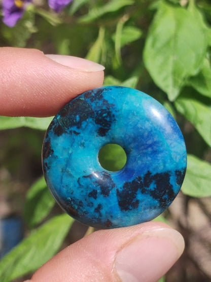 Shattuckit - Chrysocoll Donut Edelstein Kette Heilstein Schutzsymbol Mann Frau Glück GOA Boho Tibet Ethno Natur Rarität Geschenk Unikat - Art of Nature Berlin