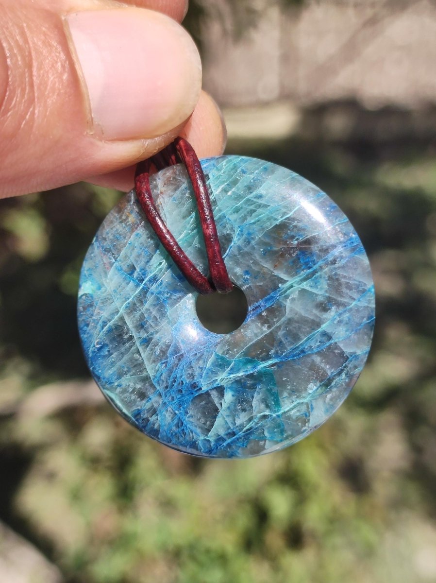 Shattuckit - Chrysocoll Donut Edelstein Kette Heilstein Schutzsymbol Mann Frau Glück HIPPIE GOA Boho Ethno Natur Rarität Geschenk Er Sie - Art of Nature Berlin