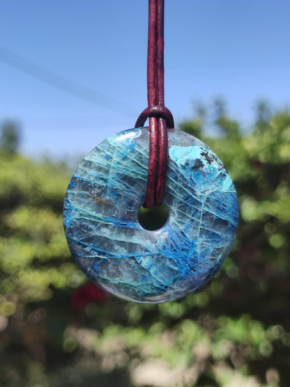 Shattuckit - Chrysocoll Donut Edelstein Kette Heilstein Schutzsymbol Mann Frau Glück HIPPIE GOA Boho Ethno Natur Rarität Geschenk Er Sie - Art of Nature Berlin